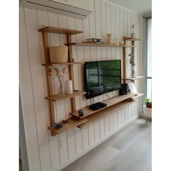 Revestimiento Ranurado De Pared Madera Mdf  Blanco