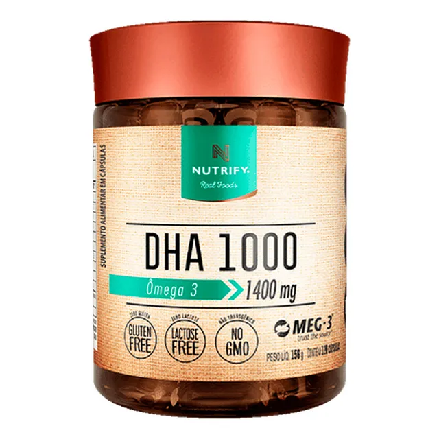 Nutrify - DHA 1000 - Suplemento de Ácidos Graxos Ômega 3 - Saúde Cardiovascular e Cerebral - 120 Cápsulas