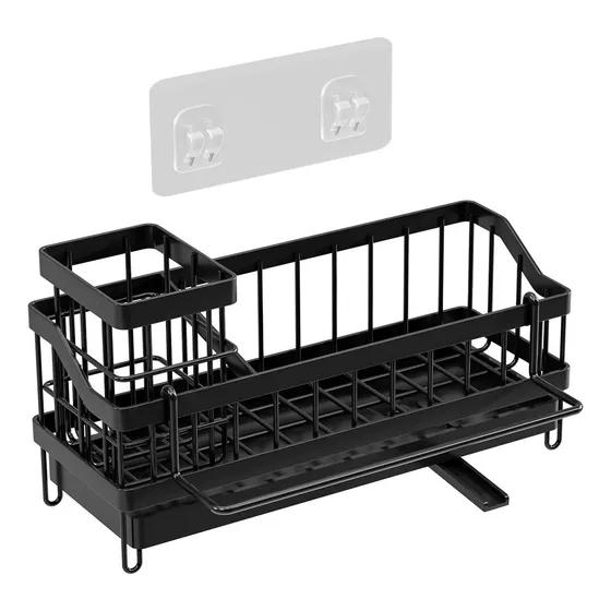 Organizador De Cocina Bacha Porta Esponja Con Drenaje Acero Color Negro