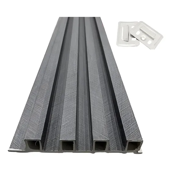 Lambrin Decorativo Wpc Panel 3d 12 Pzas 1mx16cm Color Madera Color Gris