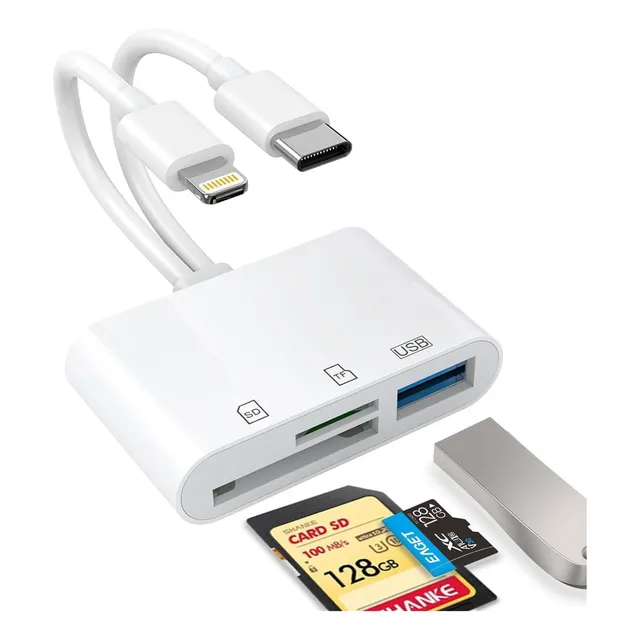 Adaptador Lector Tarjetas Memoria Cable Pra iPhone O Android