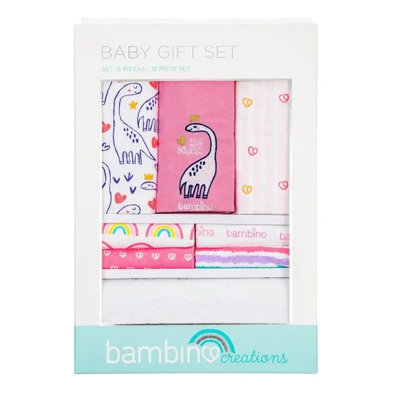 Bambino Baby Gift 12 Piezas Rosado Dinosaurio