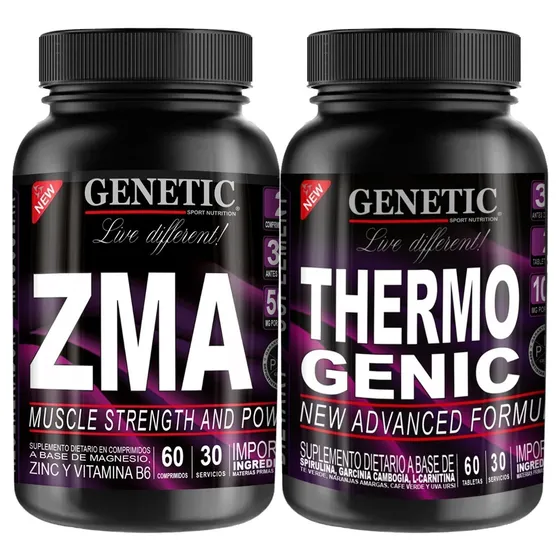 Magnesio Zinc Vitamina B6 Zma + Quemador Thermogenic Genetic