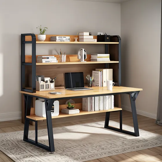 Computadora Mesa De Escritorio Con 2 Estantes 100cm