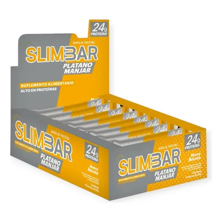 Box 12 Barras De Proteina Slimbar Platano Manjar 60gr. C/u