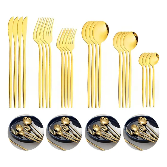 Set 24 Cubiertos Acero Inoxidable Juego De Servicio Completo