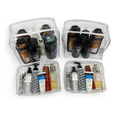 Kit Necessaire Transparente Organizar Mala Bolsa 4 Unidades Transparente Necessaires Kit 4 Tamanho 2p/2m