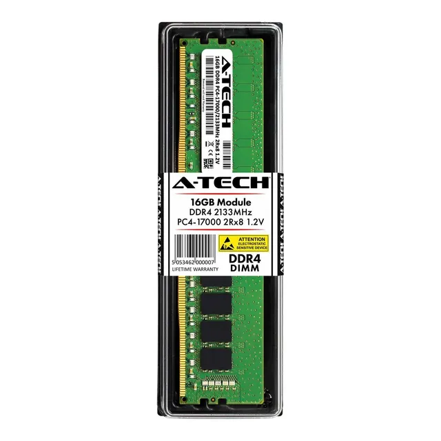 Memoria Ram 16gb A-tech Ddr4 2133mhz Modulo (1 X 16gb) Pc4-17000 Non-ecc Unbuffered Dimm 288-pin 2rx8 1.2v Dual Rank Com