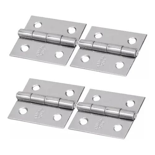 4 Dobradiça Inox Aisi 304 38x34mm Com Pino Fixo Reforçada