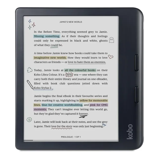 Ereader Kobo Libra Colour De 7 Pulgadas, Negro, Antideslumbr