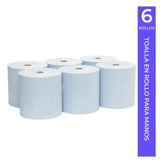 Toalla Para Secar Manos, 6 Rollos Color Blanco
