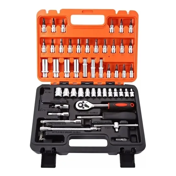 Juego Rachet Dados Destornillador Estuche De 53 Pzs 1/4  1/2