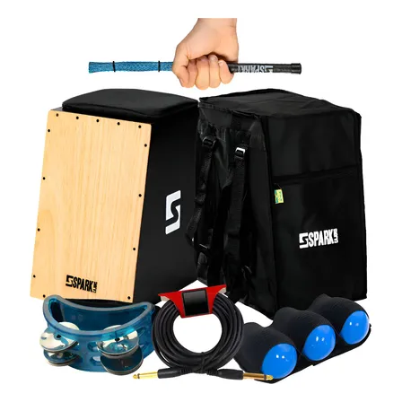 Cajon + Vassourinha + Pandeirola + Cabo + Shaker + Bag Preto