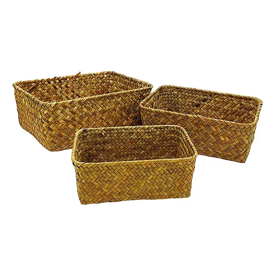 Cesto Cuadrado Mimbre Fibra Natural 23x17x10 Cm Decorativo