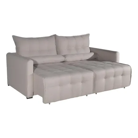 Sofá Cama Retrátil Linho Com Rinheira Bom Pastor Innova Cor Linho Bege