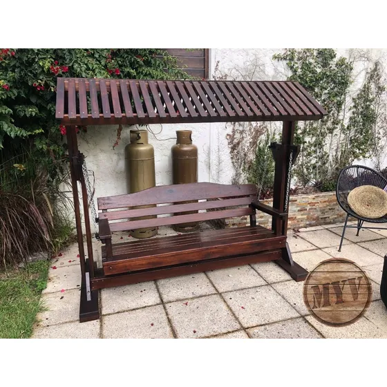 Hamaca En Madera Con Techo Para Jardín Exterior