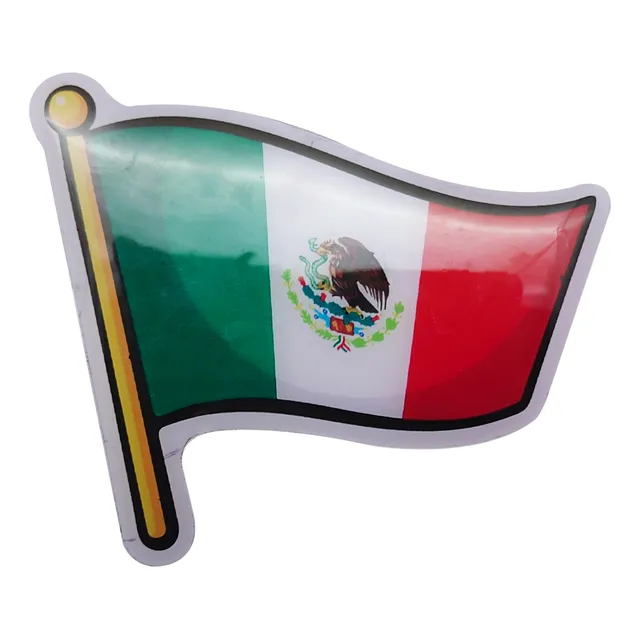 Sticker Calcomanía Bandera México Con Asta 11 X 10cm