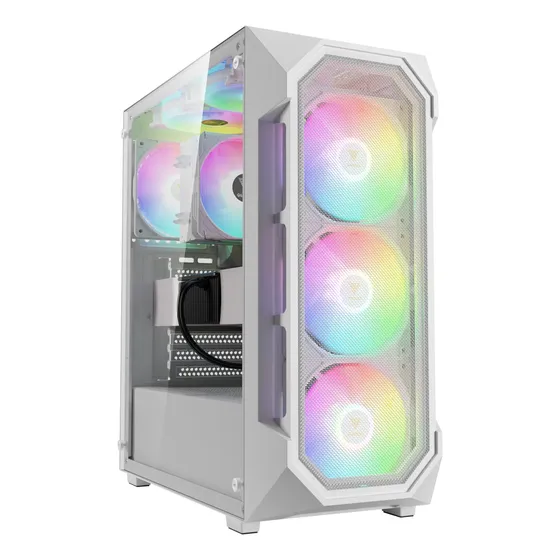 Gabinete Gamdias Aura Gc1 Elite Wh Argb Mid Tower Atx Tg Fan X4 Color Blanco
