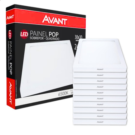 Kit 10 Painel Led Plafon Sobrepor 24w Quadrado Forte 30x30 Kit 10 Painel Led Plafon Sobrepor 24w Quadrado Forte 30x30