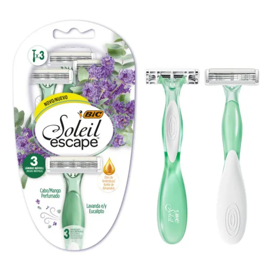 Máquina de afeitar Afeitadora Depiladora Femenina Soleil Escape Lavanda Y Eucalipto x 3 Unidades Mujer Depilación 3 Hojas