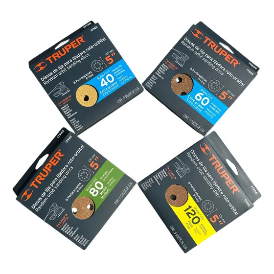 Truper 20 Discos 5  Lija Roto-orbitral Grano 40,60,80,120