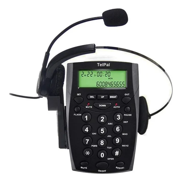 Teléfono De Auriculares Con El Centro De Llamadas Con Cable 