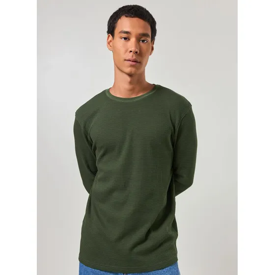 Camiseta Manga Longa Com Textura