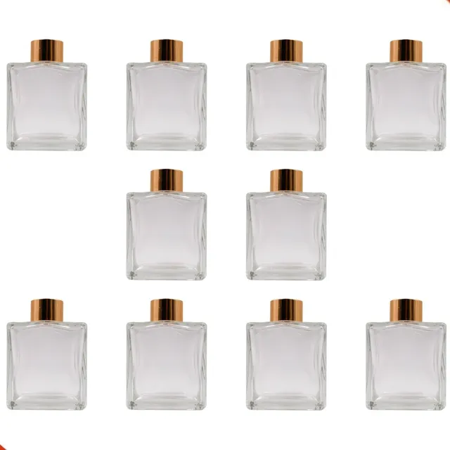 Kit 10 Frasco Vidro Aromatizador 200ml + Tampa E 50 Varetas