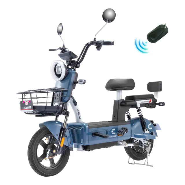 Bicicleta Eléctrica Evoswift E600 Color Azul Acero 500W Pantalla LCD Envío Gratuito Batería Extra Grande 48V20ah Velocidad Máxima 45KM/h