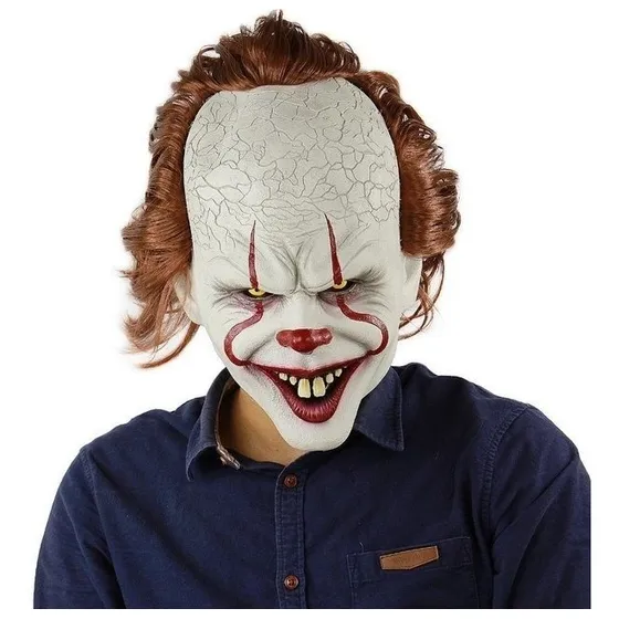 Máscara Latex Payaso It Malo Asesino Disfraz Halloween Color Blanco mascara completa