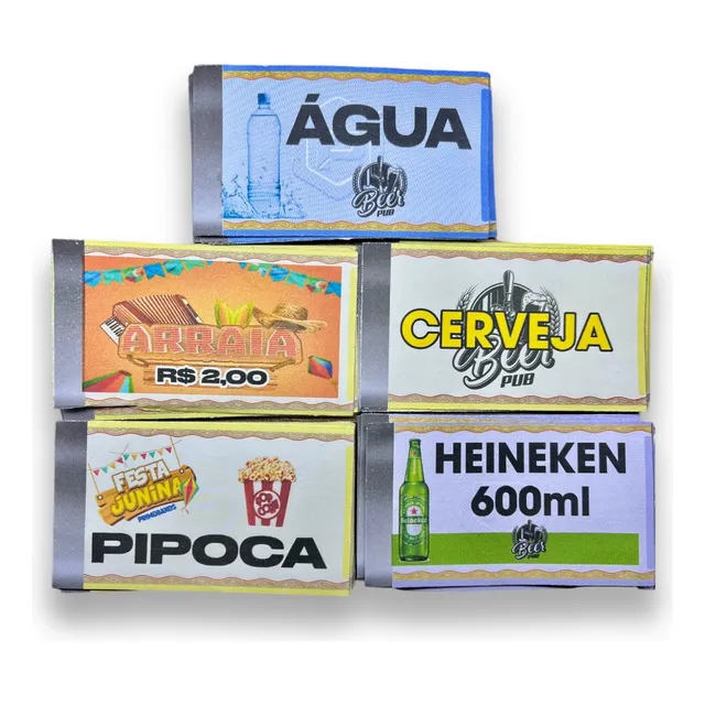 2000 Fichas Bar Personalizado Ticket  Bar Festas Consumação 