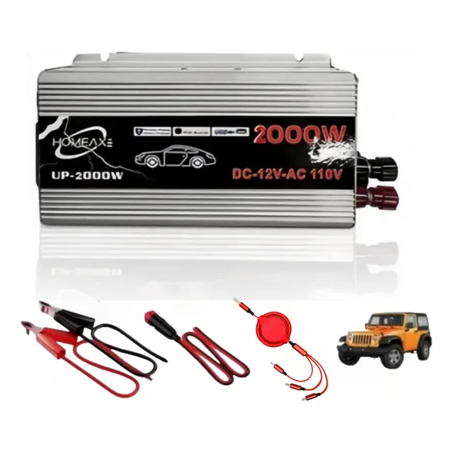 SNKI NB2000w Inversor De Corriente 12v A 110v Para Auto 2000w Alta Potencia Con Usb Y Ventilador De Enfriamiento Incorporado