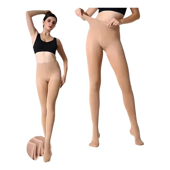 Y Meia Calça Peluciada Plus Size Translucida Forrada Lã
