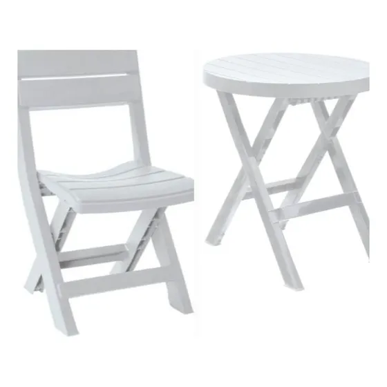 Mesa Y Silla Plegables Gris Claro Rimax