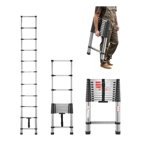 Vevor Escalera Telescópica Extensible Ligera 11 Escalones