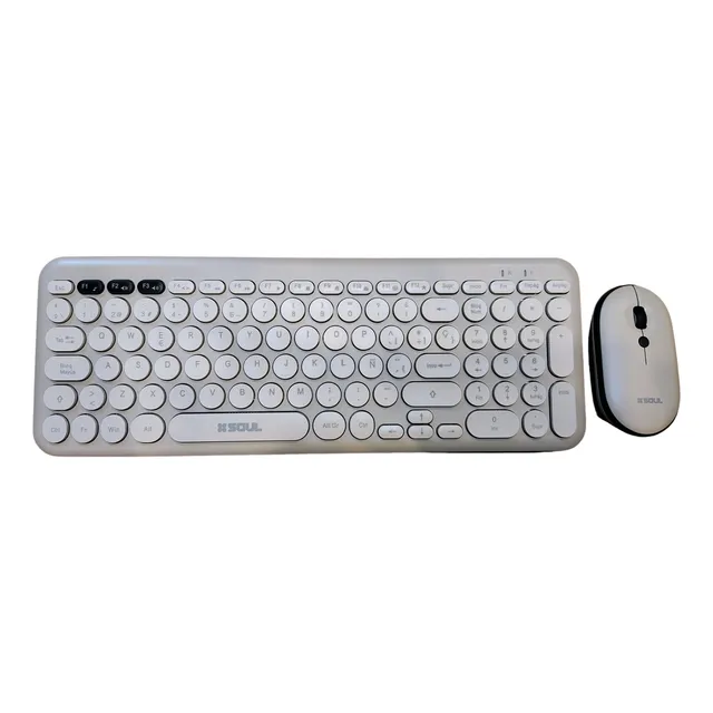 Combo Teclado Y Mouse Inalámbrico Soul Ocw 250 Gris Claro Gris Gris