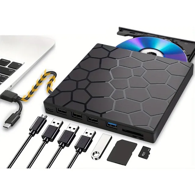 Unidad Externa Reproductor De Cd Dvd Vcd 8 En 1 Usb+type-c