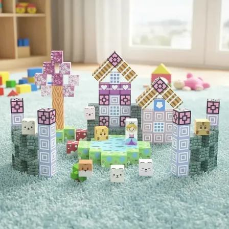 Blocos Magnéticos Fansikids 148 Peças Para Montar Castelo Princesa