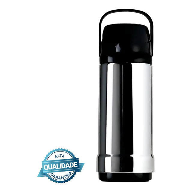 Garrafa Térmica Café Chá 1litro Invicta Metalizada C Alça Cor Prata Garrafa Térmica Café Chá 1litro Invicta Metalizada C Alça Cor Prata