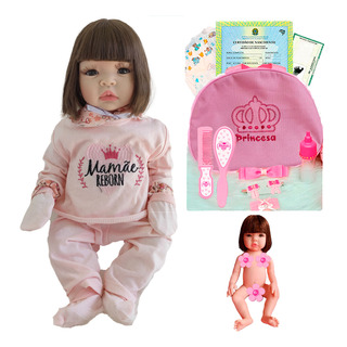Boneca Bebe Reborn Menina 100% Silicone Enxoval + 24 Itens Boneca Bebe Reborn Menina 100% Silicone Enxoval + 24 Itens