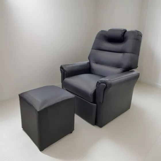 Poltrona Relax C/puff Reclinable Tapizado Chenille