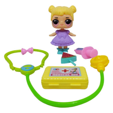 Bonequinha Com Acessórios Cozinha Medica Presente Crianças Bonequinha Com Acessórios Cozinha Medica Presente Crianças