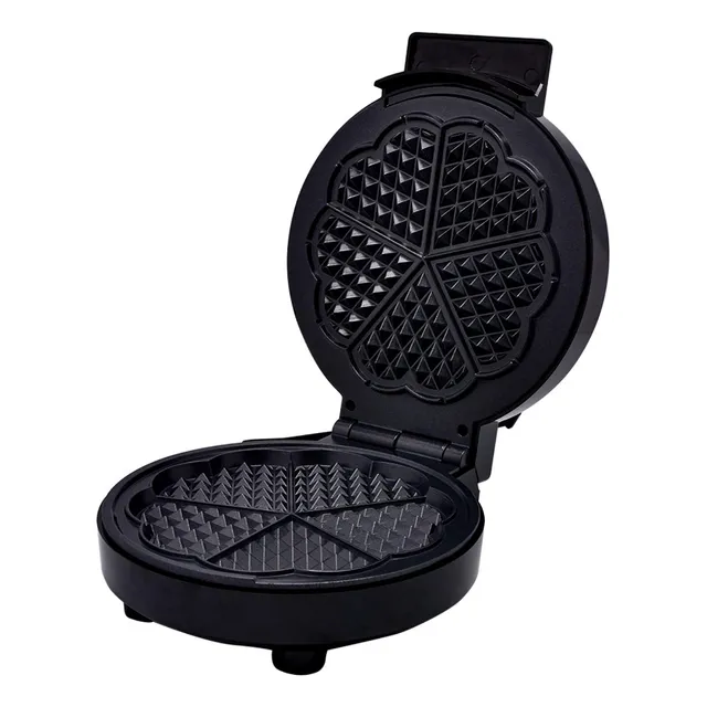 Wafflera Redonda Tezzio Diseño Flor Color Negro