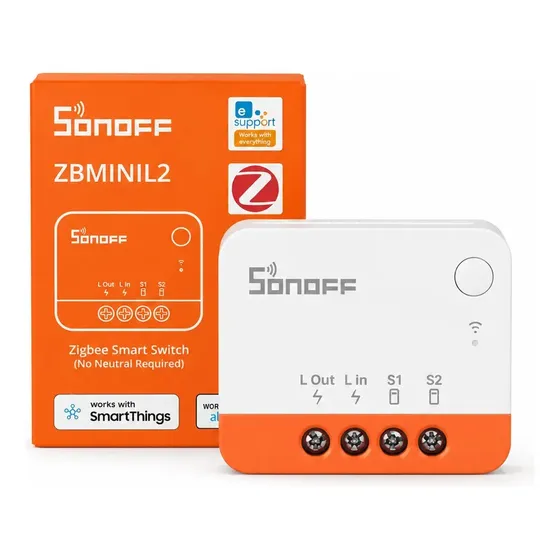 Interruptor Inteligente Relé Módulo Zigbee Sonoff Zbminl2 Sem Neutro 1 Canal 10a Até 1380w Mini Smar