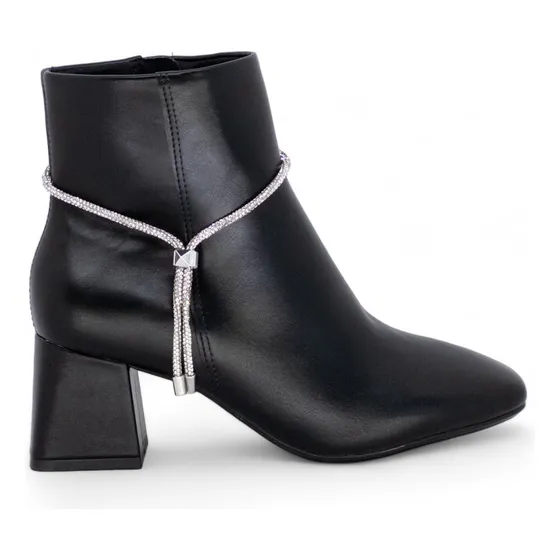 Bota Vizzano Cano Curto Salto Bloco Feminina Brilho Macia