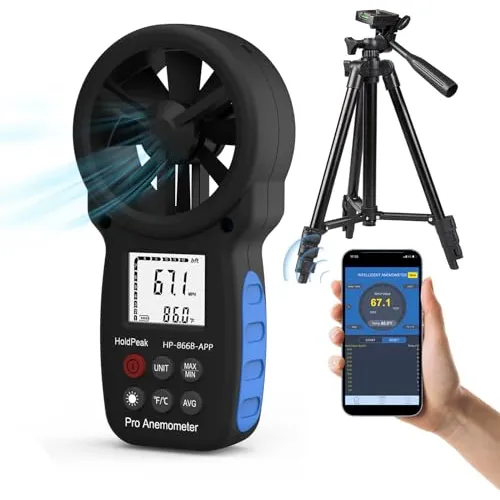 Anemómetro Digital Mano Bluetooth Con Trípode Alta Precisión