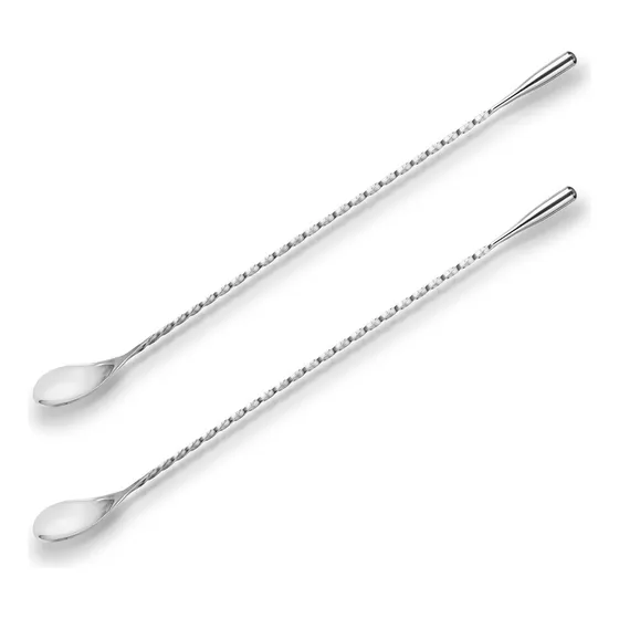 2 Cuchara Barra 12  Agitador Coctel Para Bebida Mango Largo