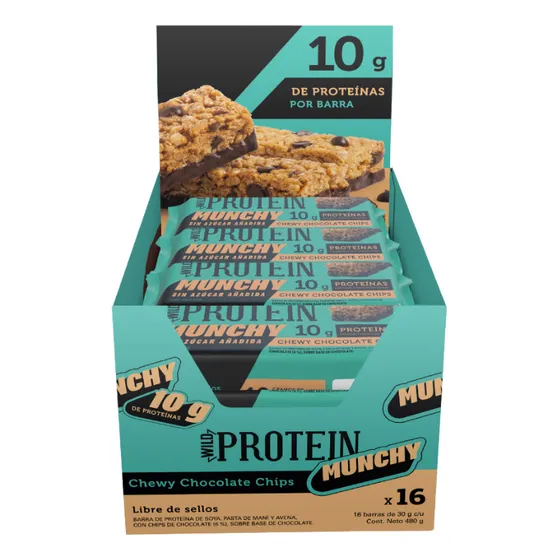 Barritas Wild Protein Munchy Chocolate Chips 16 Unidades