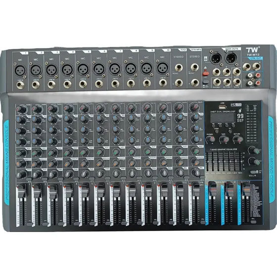 Mesa Som 12 Canais Mixer Misturador Audio Bluetooth Usb