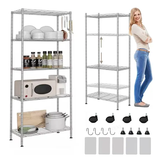 Estante De Almacenamiento Ajustable De Metal De 5 Niveles